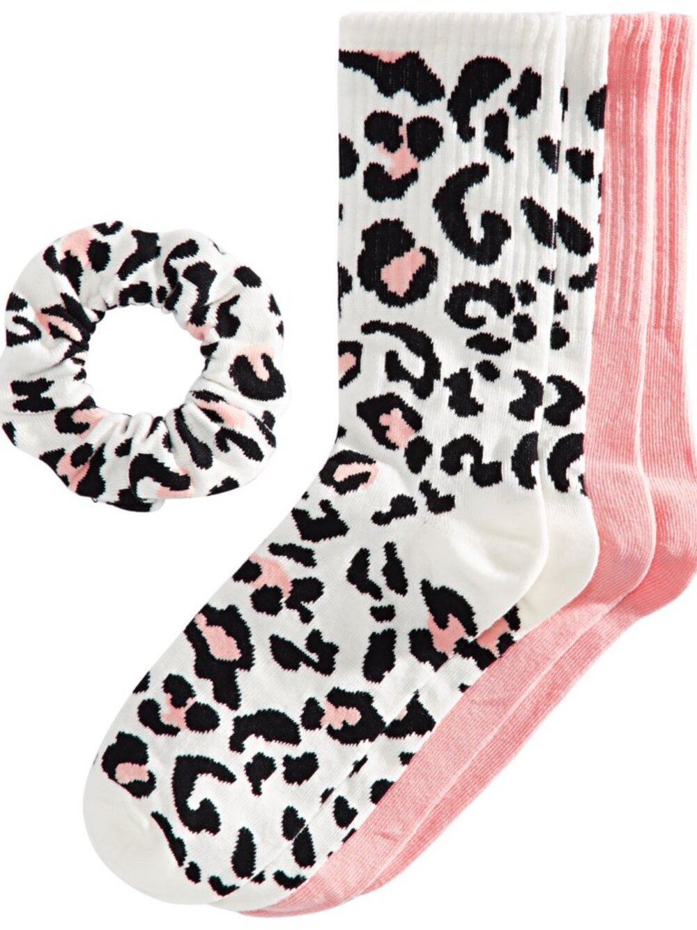 Jenni by Jennifer Moore Womens 2 Pair Crew Socks and Scrunchie Set